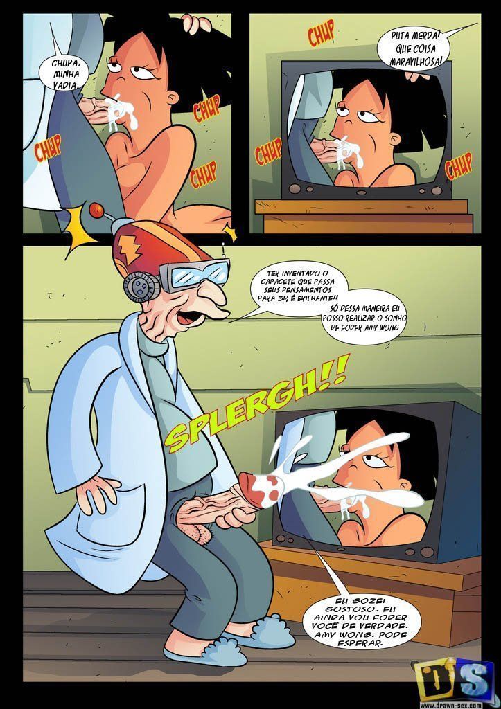 Futurama hentai Hubert J. Farnsworth comendo a Amy Wong